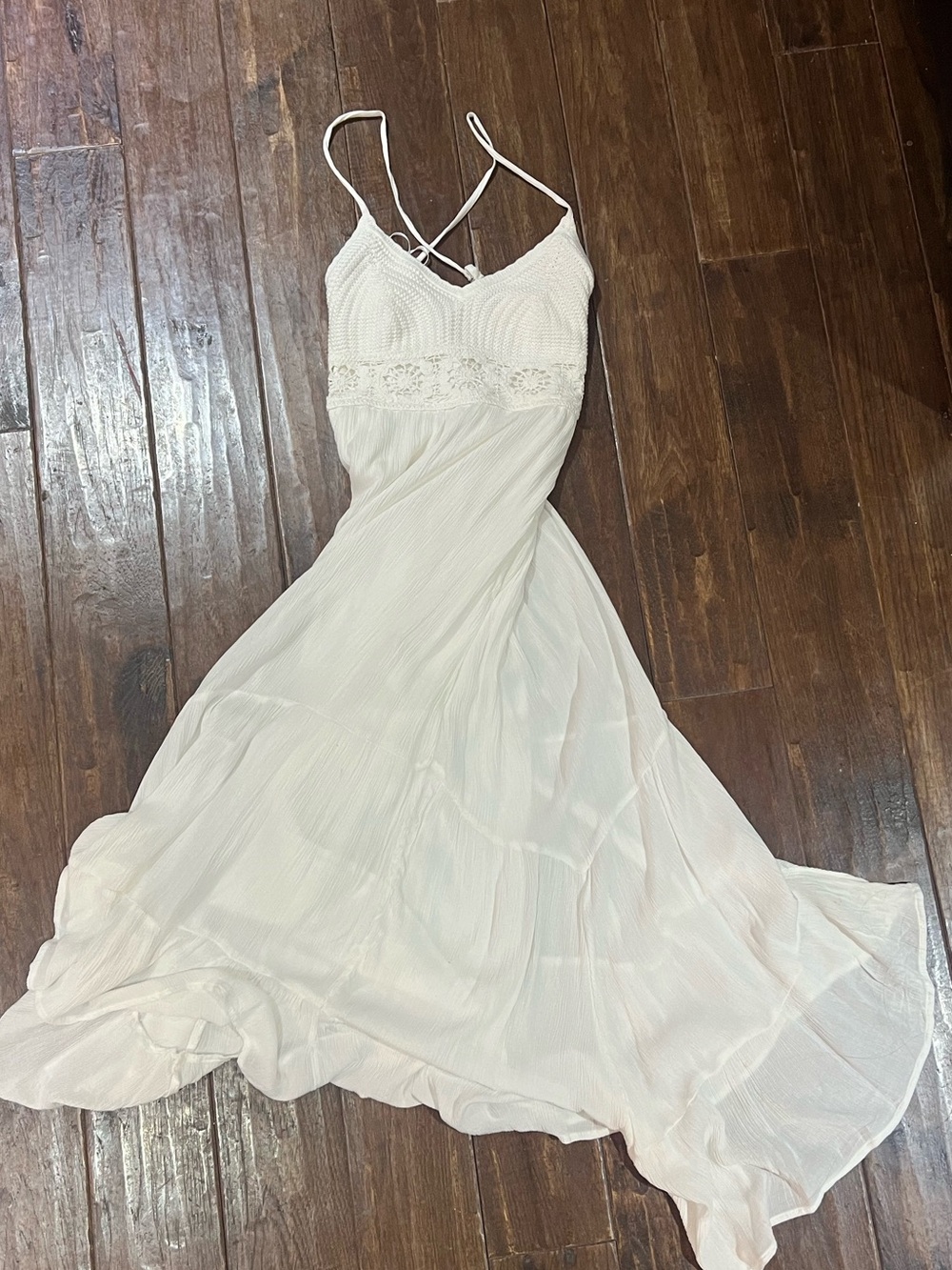 Hollister Crochet & woven mix maxi dress | White